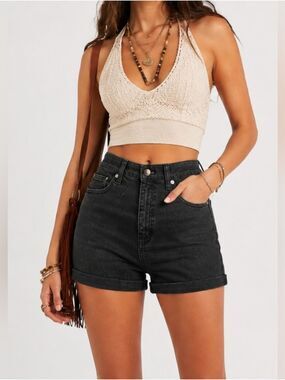 Wild Fable Highest Rise Black Washed Denim Shorts Size 8/29R